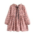 thumbnail image 1 of Odeerbi Kids Girls Spring Fall Floral Dress Cotton Dress Fashion Little Floral Dress Long Sleeve Ruffled Cute Spring Fall Dresses 2-8 Years Pink, 1 of 5