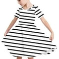 thumbnail image 1 of Odeerbi Kids Girls Summer A-Line Dress Cute Striped Swing Dress Kids Kids Short Sleeve Stretchy Dress Kids Girls Clothes, 1 of 7
