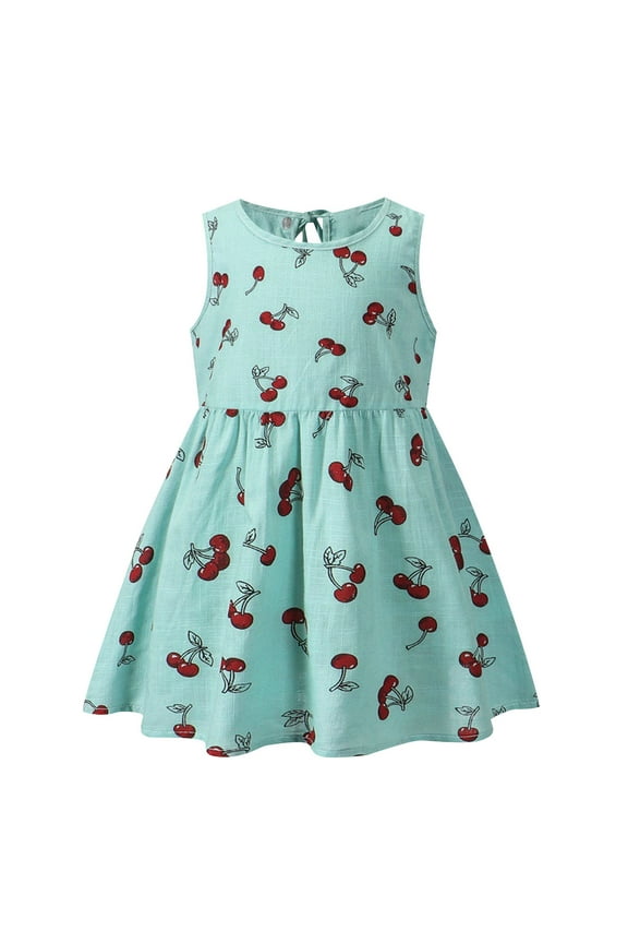 Kids Girls Summer Cotton Tank Dress Cute Floral Sun Dress Comfortable Sleeveless A-Line Dress Kids Girls Clothes