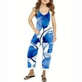 thumbnail image 1 of Odeerbi Kids Girls Summer Jumpsuit Floral Bib Overalls Casual Sleeveless Rompers Long Pants with Pockets 5-14 Years Blue, 1 of 5