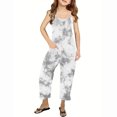 thumbnail image 1 of Odeerbi Kids Girls Summer Jumpsuit Tie-dye Bib Overalls Casual Sleeveless Rompers Long Pants with Pockets 5-14 Years Gray, 1 of 6