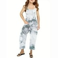 thumbnail image 1 of Odeerbi Kids Girls Summer Jumpsuit Tie-dye Bib Overalls Casual Sleeveless Rompers Long Pants with Pockets 5-14 Years Gray, 1 of 6