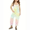 thumbnail image 1 of Odeerbi Kids Girls Summer Jumpsuit Tie-dye Bib Overalls Casual Sleeveless Rompers Long Pants with Pockets 5-14 Years Yellow, 1 of 6