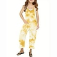 thumbnail image 1 of Odeerbi Kids Girls Summer Jumpsuit Tie-dye Bib Overalls Casual Sleeveless Rompers Long Pants with Pockets 5-14 Years Yellow, 1 of 6