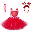 thumbnail image 1 of Odeerbi Kids Girls Summer Love Pattern Tulle Tutu Dress + Headband + Wand Set Stage Performance Outfits Baby Sleeveless Tank Dress Mesh Princess Dress Kids Girls Clothes, 1 of 7