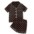 thumbnail image 1 of Odeerbi Kids Girls Summer Satin Silk Pajamas 2 Piece Sleepwear Children's Long Sleeve Round Neck Tops Loungewear PJs Set Black, 1 of 7