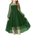 thumbnail image 1 of Odeerbi Kids Girls Tiered Tulle Princess Dresses Evening Gowns Cute Formal Dress Long Sleeve Mesh Party Dress Kids Girls Clothes, 1 of 8
