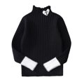 thumbnail image 1 of Odeerbi Kids Girls Turtleneck Sweater Rib Knit Sweater Children's Baby Fall Winter Sweater Knitted Tops Fashion Basic Layering T-shirt Black, 1 of 3