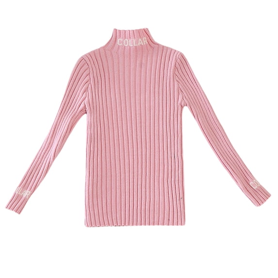 Odeerbi Kids Girls Turtleneck Sweater Rib Knit Sweater Winter High Neck Pullover Sweater Spring Fall Children's Solid Color Basic Layering T-shirt Pink