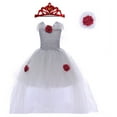 thumbnail image 1 of Odeerbi Kids Girls Vintage Queen Dress Gothic Rose Crochet High Low Tulle Tutu Dress with Crown, 1 of 7