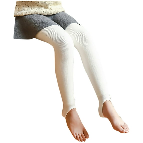 Odeerbi Kids Girls Winter Thermal Stirrup Leggings Cotton Pantyhose Ballet Tights Winter Tights Warm Pantyhose Children's Elastic Bottom Pants Socks
