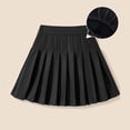 thumbnail image 1 of Odeerbi Kids Girls Woolen Pleated Skirt High Waist Solid Color Elastic Waist School Uniform Skirt with Built-in Shorts, 1 of 6