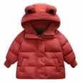 thumbnail image 1 of Odeerbi Kids Heavy Coat Winter Warm Padded Coats Toddler Baby Boys Girls Autumn Thick Down Cotton Padded Jacket Hooded Zipper Coat Red, 1 of 8