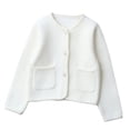 thumbnail image 1 of Odeerbi Kids Knit Cardigan Sweater Girls Solid Color Long Sleeve Pearl Button Warm Knitwear with Pockets for Fall Winter, 1 of 9