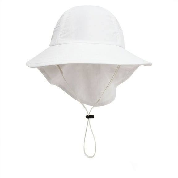 Odeerbi Kids Large Bucket Hat for Sun Protection Summer Beach Hats Fishermen Hat Toddler Sun Hat Outdoor Baby Breathable Mesh Hat Solid Color Shawl Hat White
