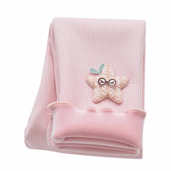 Odeerbi Kids Leggings Baby Tights Fall Winter Girls Ruffle Side Embroidery Leggings Cropped Trousers Black