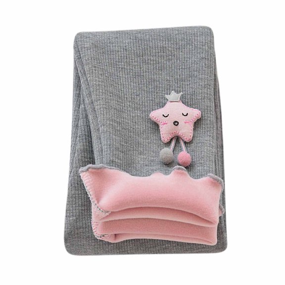 Odeerbi Kids Leggings Baby Tights Fall Winter Girls Ruffle Side Embroidery Leggings Cropped Trousers Gray