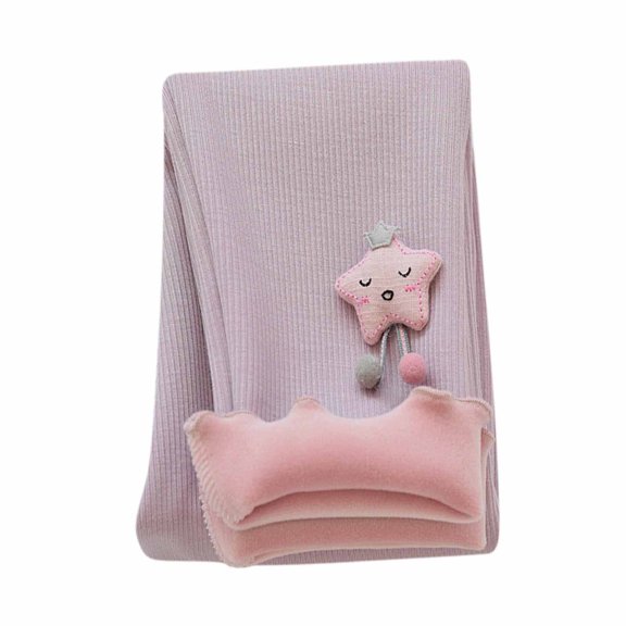 Odeerbi Kids Leggings Baby Tights Fall Winter Girls Ruffle Side Embroidery Leggings Cropped Trousers Purple