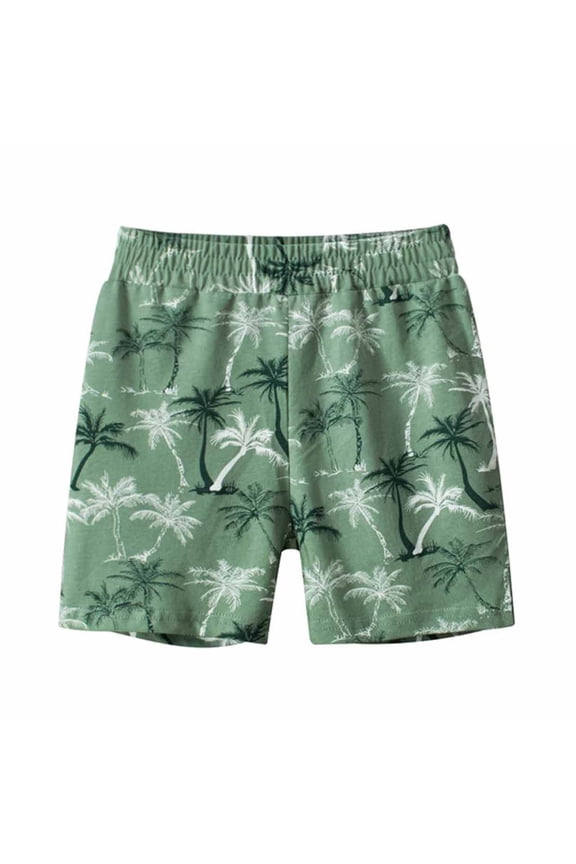 Kids Pajamas Toddler Boys Leaf Printed Pajamas Shorts Baby Clothes Children Summer Bermuda Shorts Capris Home Sleeping Pants Green