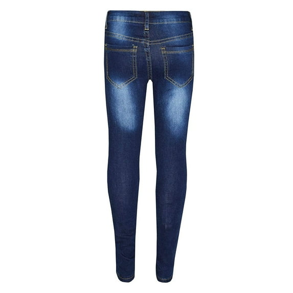 Odeerbi Kids Pants Children's 2025 Fashion Tight Hole Pocket Button Zipper Long Jeans Light Blue