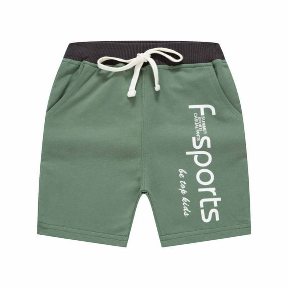 Odeerbi Kids Pants Toddler Boys Sweat Shorts Bermuda Shorts Children Summer Alphabet Printed Sports Shorts 2024 Casual Capris Sweatpants with Pocket Green