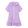 thumbnail image 1 of Odeerbi Kids Girls Swim Cover Up Toddler Swimsuit Coverup Hooded Zip-Up Beach Bathing Suit Robe, 1 of 7