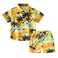thumbnail image 1 of Odeerbi Kids Shirts Toddler Boys Summer Retro Hawaii Outfits Baby Tropical Seaside Print Shirt 2025 Fashion Short Sleeve Blouse Shorts Suit Yellow - 2Pcs, 1 of 9