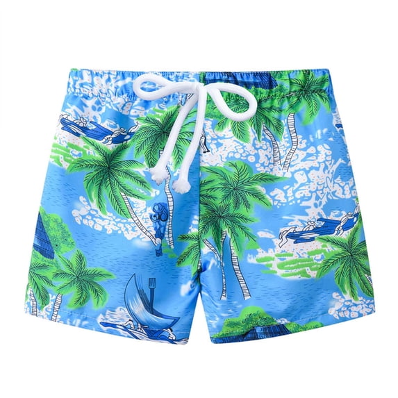 Odeerbi Kids Sport Shorts Workout Shorts Summer Children's 2025 Casual Printed Shorts Big Rubber Waist Beach Pants Green