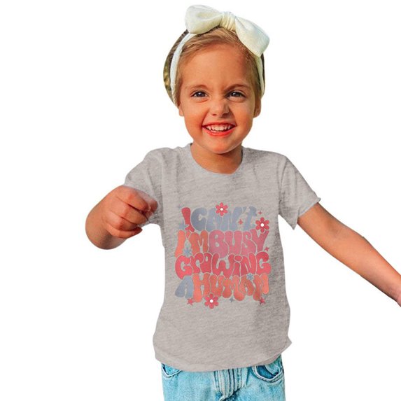 Odeerbi Kids T-Shirts Toddler Boys Girls Cotton T-Shirt Baby Solid Color Print Comfortable Short Sleeve Top Gray - B