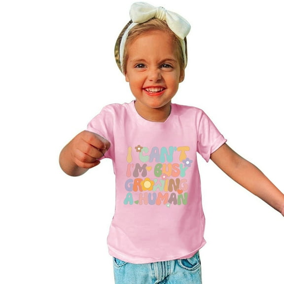 Odeerbi Kids T-Shirts Toddler Boys Girls Cotton T-Shirt Baby Solid Color Print Comfortable Short Sleeve Top Pink - B