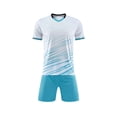 thumbnail image 1 of Odeerbi Kids Teen Boys Girls Mesh Quick Dry Soccer Uniform Set Striped T-Shirt Shorts Breathable Athletic Sportswear for 5-15 Years, 1 of 7