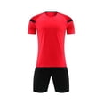 thumbnail image 1 of Odeerbi Kids Teen Boys Girls Mesh Soccer Training Uniform Set Color Block Short Sleeve T-Shirt Shorts Quick Dry Athletic Sets for 5-15 Years, 1 of 6
