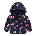 thumbnail image 1 of Odeerbi Kids Trendy Jacket Boys Girls Cute Cartoon Flowers Car Pattern Windproof Jacket Hooded Coat Dark Blue, 1 of 4