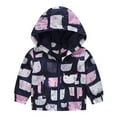 thumbnail image 1 of Odeerbi Kids Trendy Jacket Boys Girls Cute Cartoon Flowers Car Pattern Windproof Jacket Hooded Coat Pink, 1 of 4