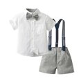 thumbnail image 1 of Odeerbi Kids Two-piece Set Toddler Boys Formal Suit Gentleman School Uniform Suit Summer Outfits Floral Printing Shirts Strap Shorts Suit Short Sleeve Top Photography Performance Set Gray, 1 of 9