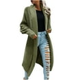 thumbnail image 1 of Odeerbi Knit Long Cardigan Sweaters for Women Winter Solid Color Sweaters Temperament Tassel Sweater Jacket with Pocket Olive Green, 1 of 5