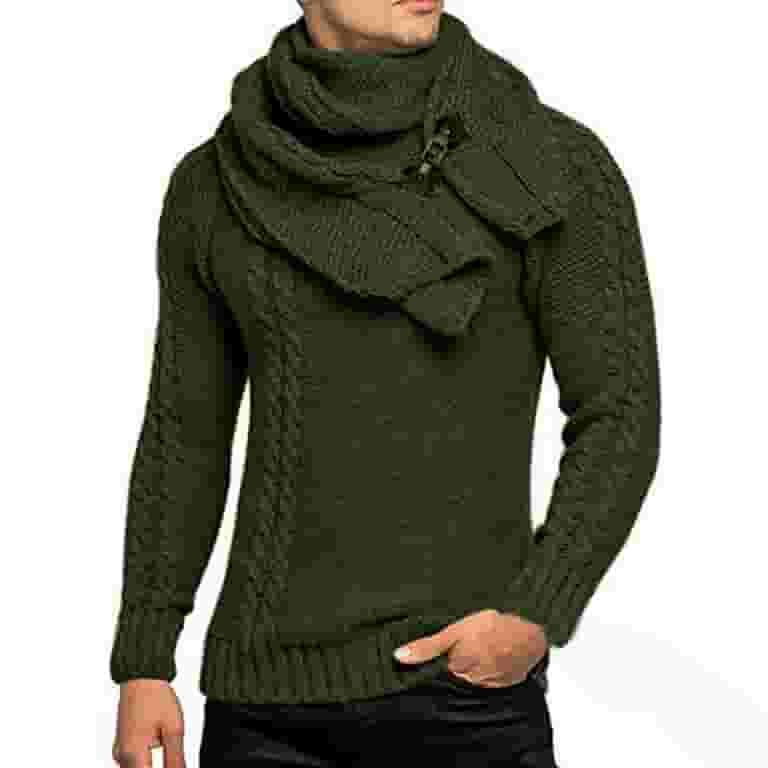 Textured Sweater with Matching Scarf