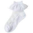 thumbnail image 1 of Odeerbi Lace Ruffle Socks for Kids Girls Cute Soft Cotton Crew Socks Summer Solid Color Lace Mesh Princess Ice Stockings, 1 of 3