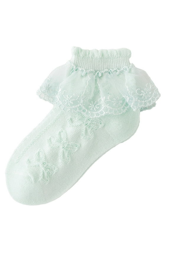 Lace Ruffle Socks for Toddler Girls Cute Soft Cotton Crew Socks Baby Spring Summer Princess Lace Socks Breathable Dance Socks