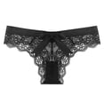 thumbnail image 1 of Odeerbi Lace Thong Underwear for Women 2024 Fashion Sexy Flower Transparent Gauze Bow Low Waist Panties Black, 1 of 3