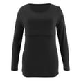 thumbnail image 1 of Odeerbi Ladies Maternity Breastfeeding Clothe Top Shirts Blouses Trendy Solid Color Print Short Sleeve Black, 1 of 5