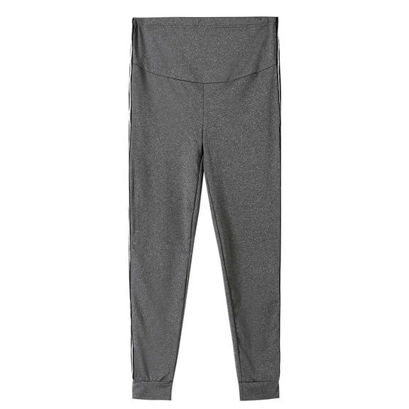 Odeerbi Ladies Maternity Patch Web Track Pants Pregnant Sports Print Close-fitting Leggings Dark Gray