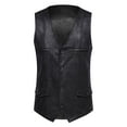 thumbnail image 1 of Odeerbi Leather Vest for Men Solid 2025 Fashion Vest with Pockets Single Breasted Stage Tops Blouse Black, 1 of 9