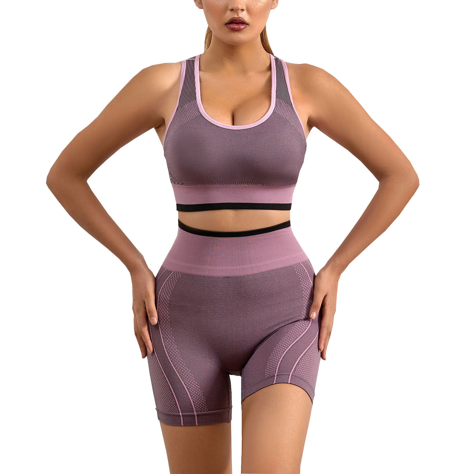 Lolmot Sports Underwear Womens Shock-proof Running Training Yoga Vest Wear  Beautiful Back Fitness Elasticity Bra Shorts Set 