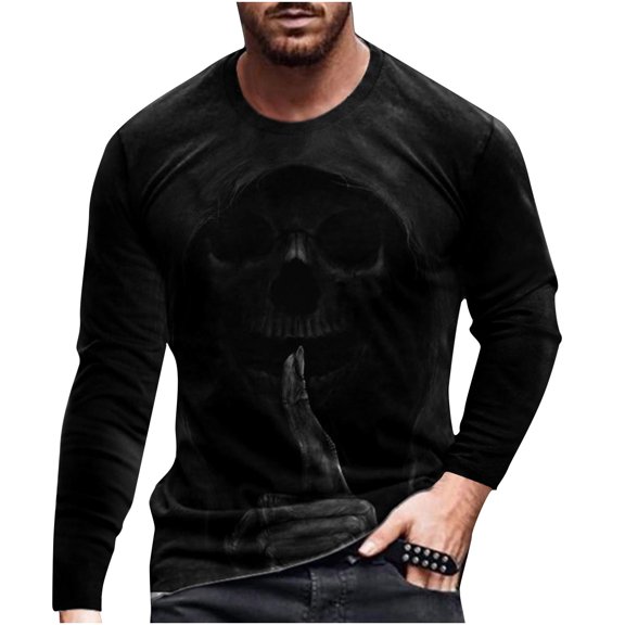 Odeerbi Long Sleeve Graphic T-Shirts for Men Daily 3D printing T-Shirt 2025 Casual Cross printing Tops Blouse Black