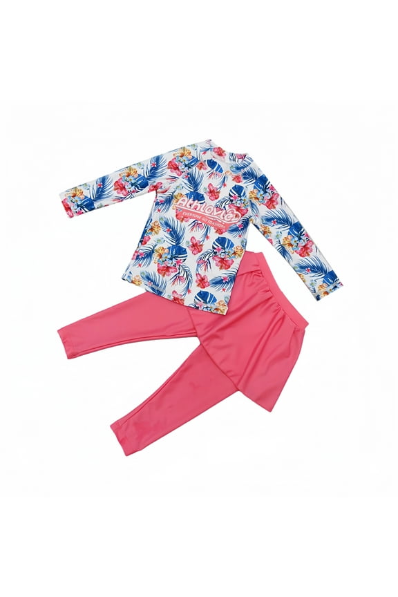 Long Sleeve UV Protection Rash Guard Swimsuit Sets (Girl's)