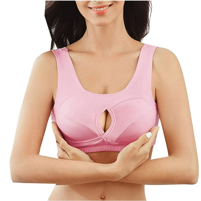 Odeerbi Lounge Bras for Women 2024 Breathable Sleep Yoga Cotton Bra Tank  Underwear Pink