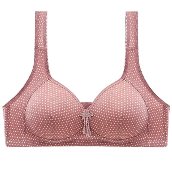 Odeerbi Lounge Bras for Women 2024 No Underwire Push Up Comfortable Printing Plus Size Sexy Four Breasted Underwear Pink