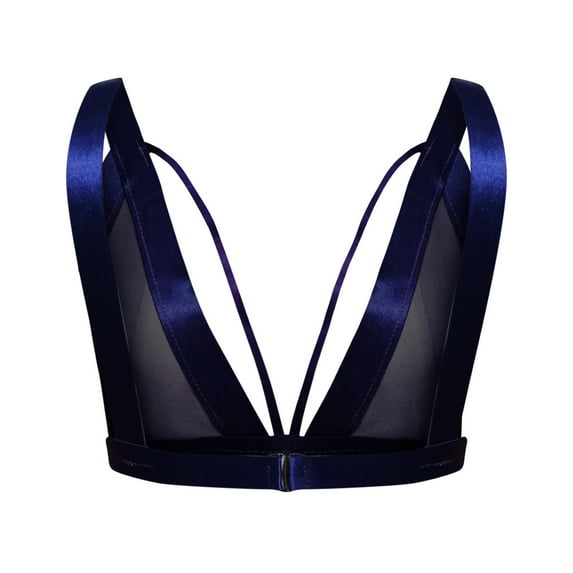 Odeerbi Lounge Bras for Women 2025 Elegant Sexy Soild Color Lace Vest Hollow Out Underwear Bikini Blue