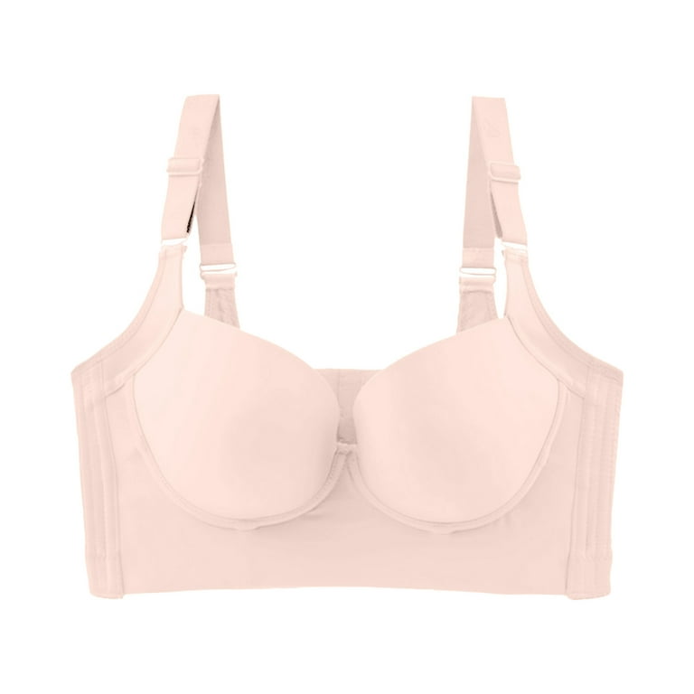 Odeerbi Lounge Bras for Women No Underwire Push Up 2024 Fashion Comfortable  Breathable Seven-breasted Lift Breasts Underwear Beige